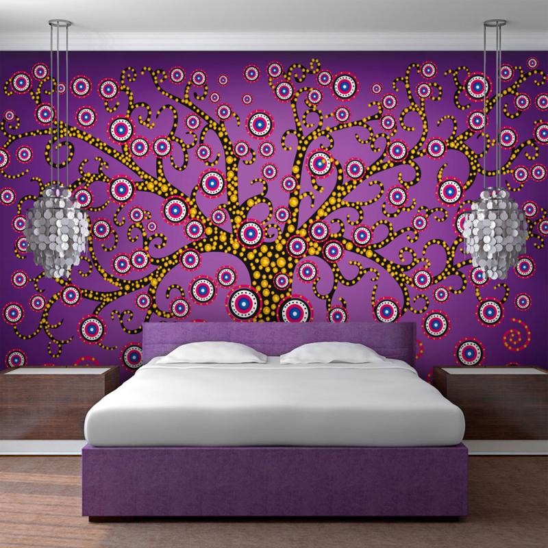 Artgeist Fototapet Med Illustration   Træ   Farverigt Grafisk Mønster  Flere Størrelser  400x280