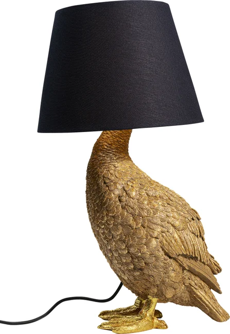Kare Design Animal Duck Bordlampe Sort Bomuld   Guld Polyresin