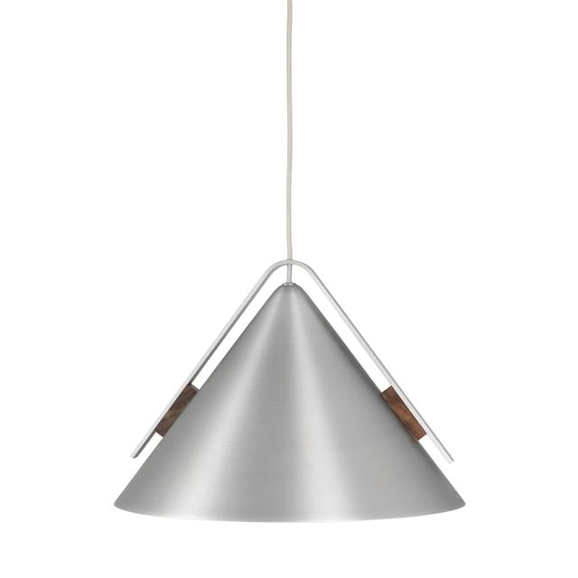 Kristina Dam Studio Cone Pendel i Børstet Aluminium og Valnød