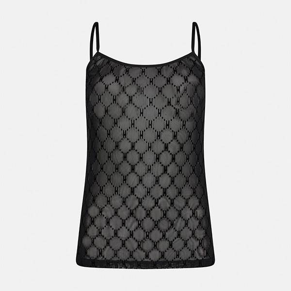 Hype The Detail Mesh Top i Sort - Elegant og Komfortabel