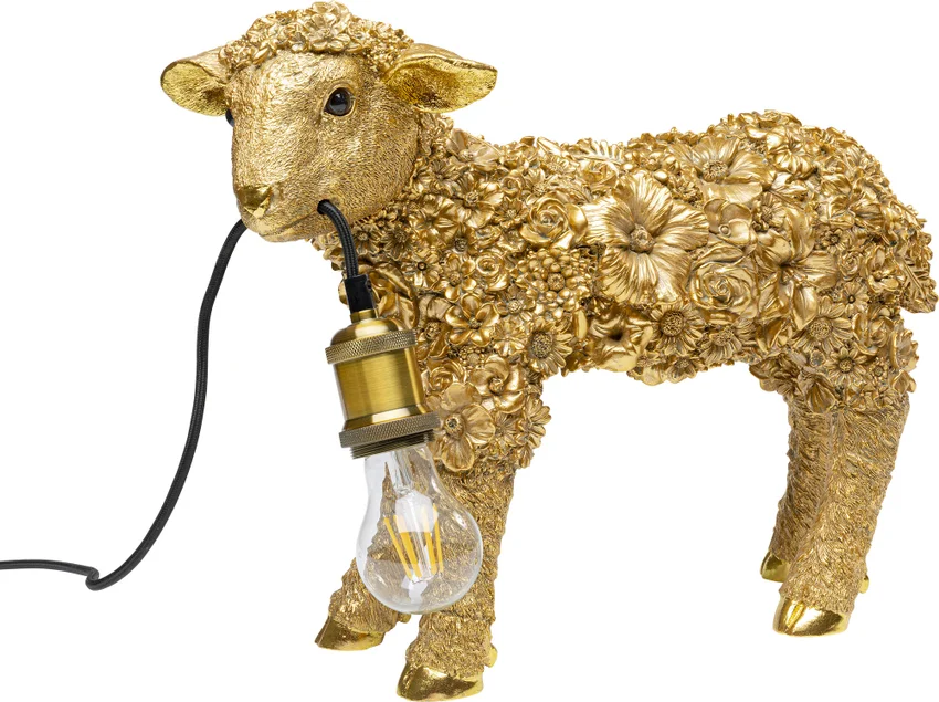 Kare Design Animal Flower Sheep Bordlampe i Guld