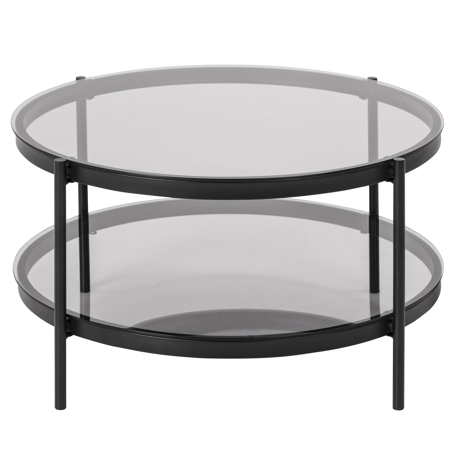Act Nordic Bayonne Rund Sofabord     Hylde Røgfarvet Glas   Sort Metal  ø75