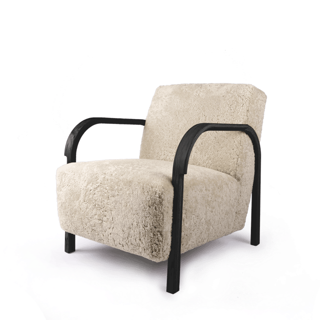 Mazo Arch Lænestol Sortbejdset   Sheepskin Moonlight