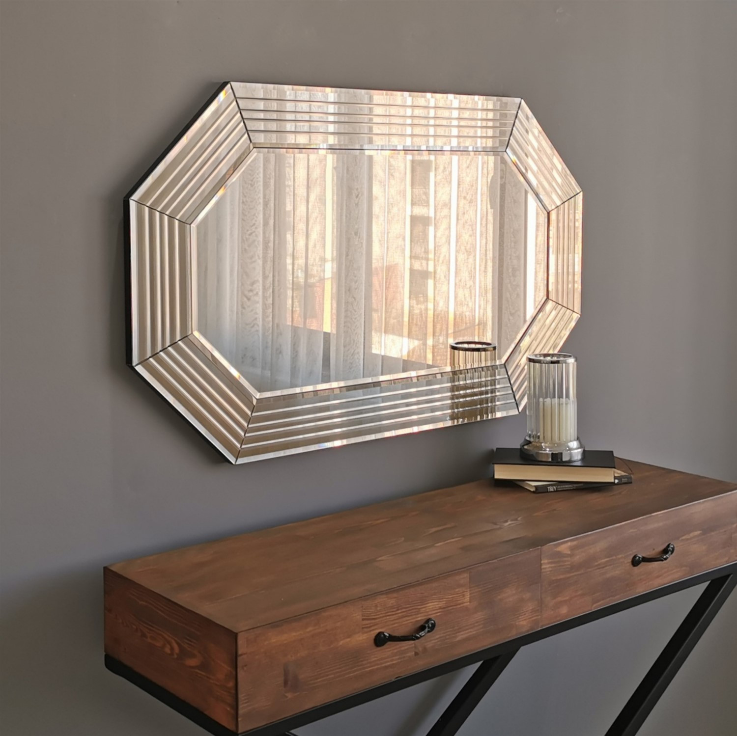Nordvärk A313 Vægspejl  Ottekantet Spejlglas   Bronze Mdf  100x60