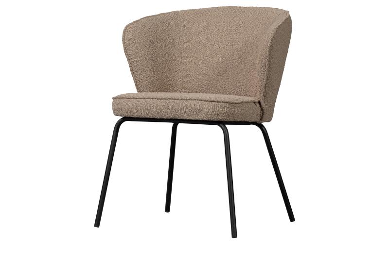 Bepurehome Admit Spisebordsstol Beige Bouclé Polyester   Sort Metal