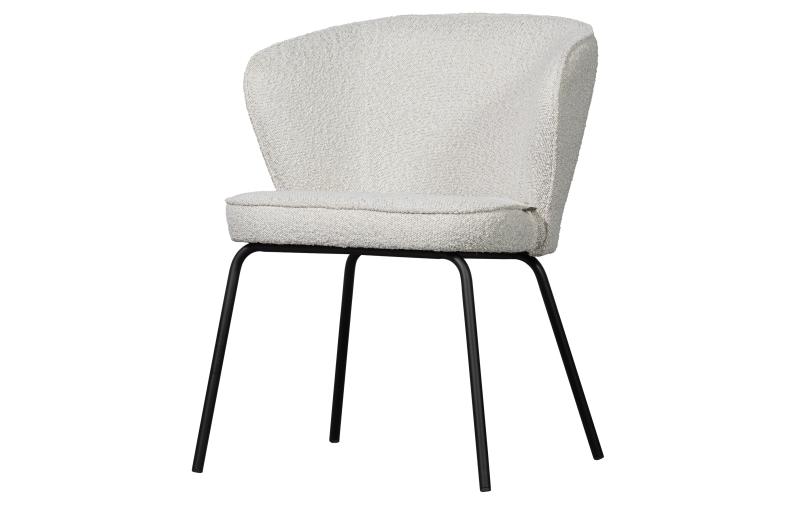 Bepurehome Admit Spisebordsstol - Natur Bouclé & Sort Metal