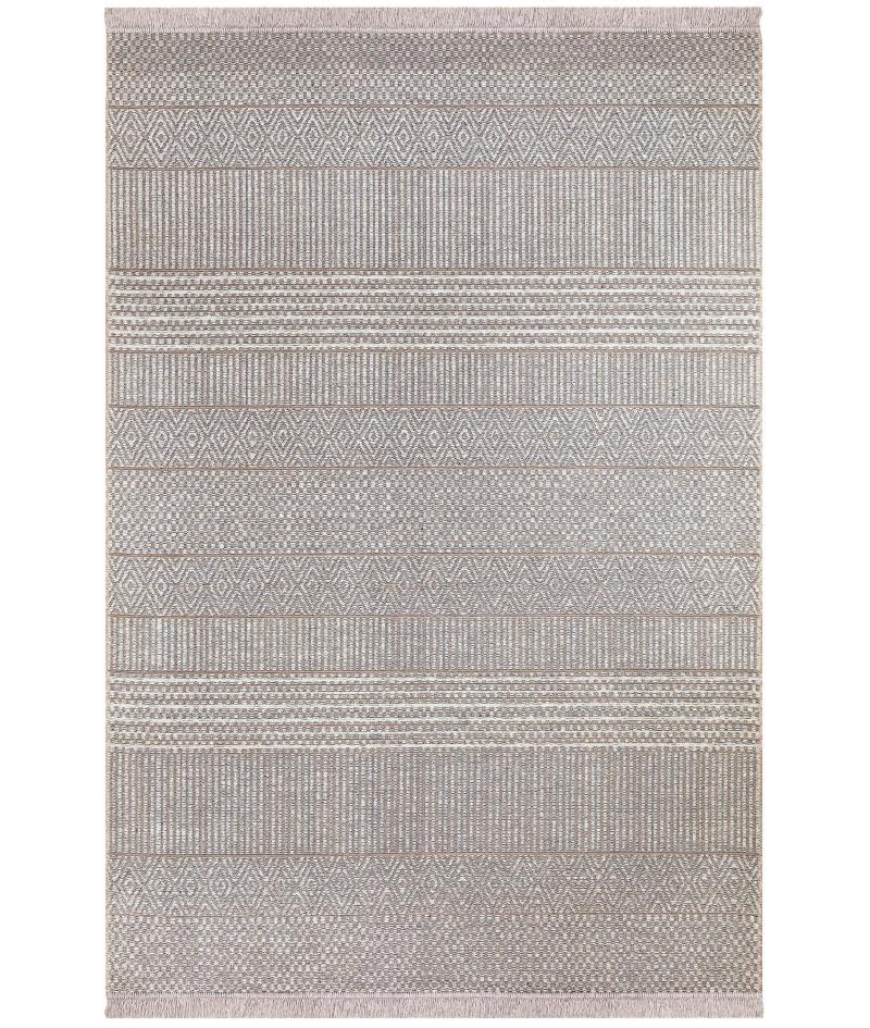 Elegant rektangulært gulvtæppe i cremefarvet jute og chenille