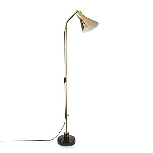 Tato Alzabile Gulvlampe Messing   Sort Marmor