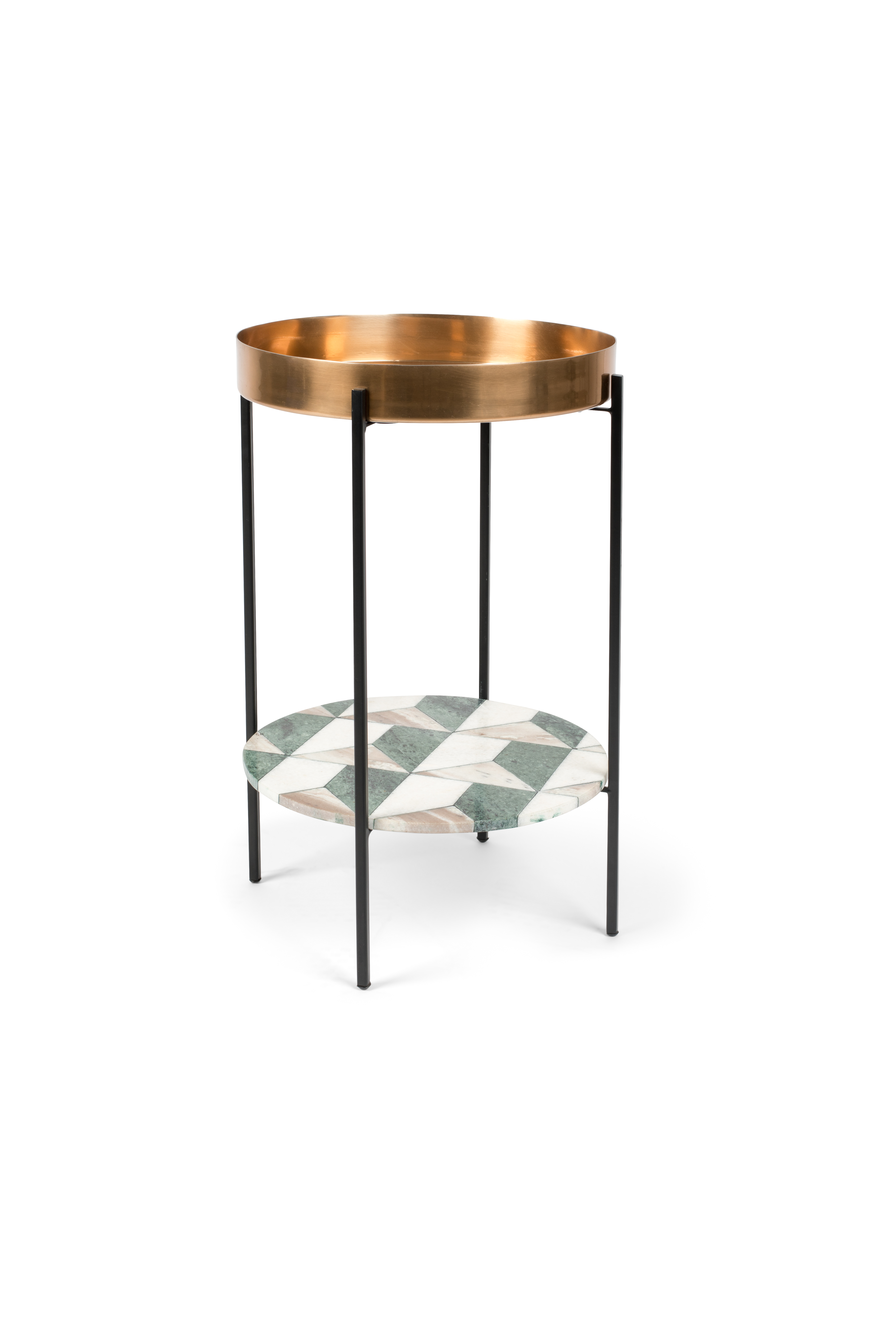Bold Monkey Another Marble Sidebord       Hylde  Rund Bronze Aluminium  Marmor   Sort Jern  ø37