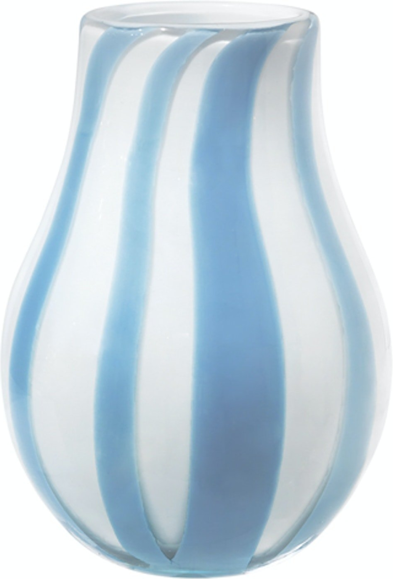 Ada Stripe  Vase  Blå  H15 5x22      Mundblæst Glas