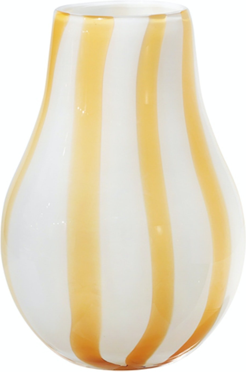 Ada Stripe  Vase  Gul  H15 5x22      Mundblæst Glas