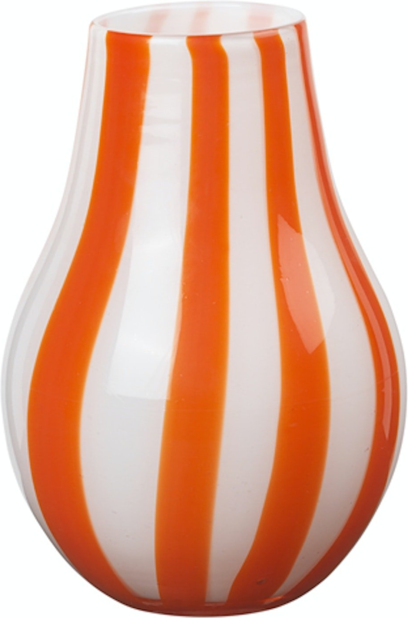 Ada Stripe Vasen i Orange - Mundblæst Glas  H15,5 x 22 cm