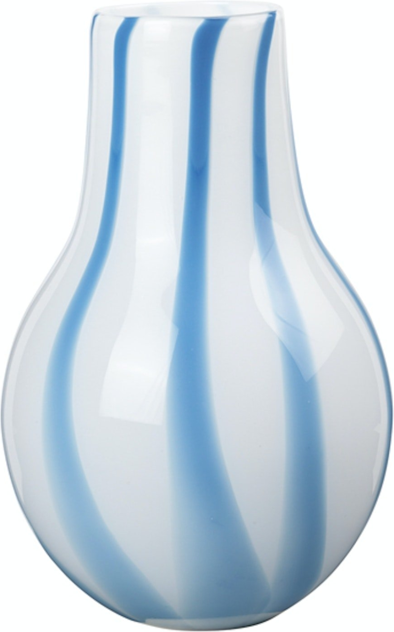 Ada Stripe  Vase  Blå  H23 5x37    Mundblæst Glas