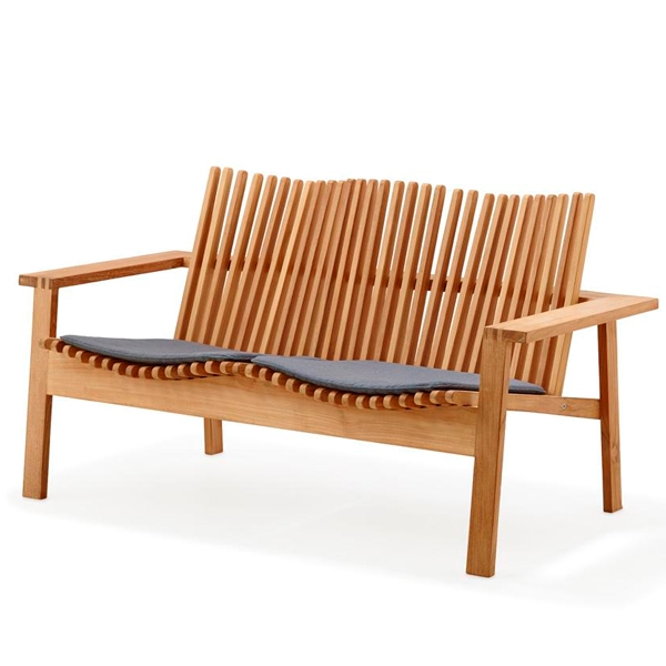 Cane-line Amaze Teak Havebænk med Grå Hynder