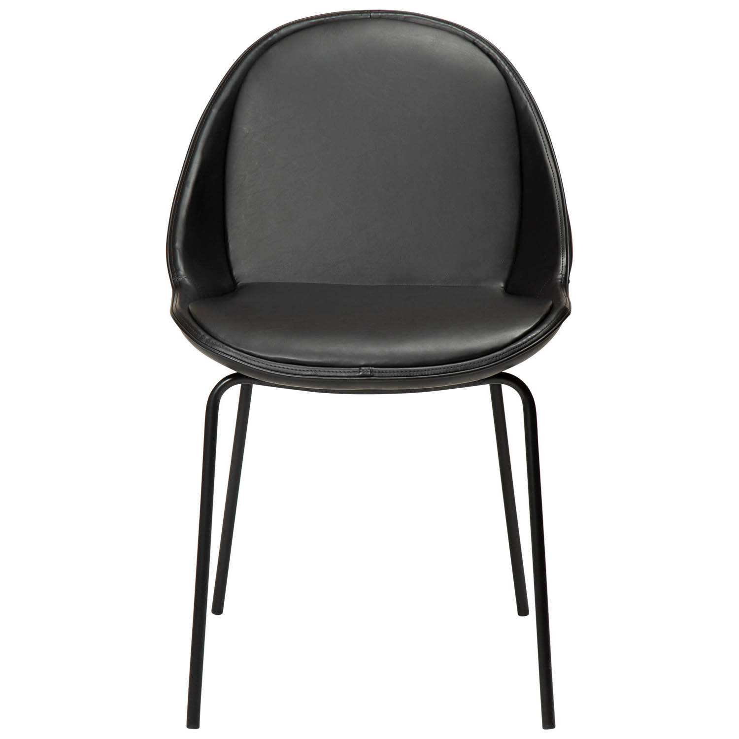 Dan-form Arch Spisebordsstol Vintage Sort Kunstlæder   Sort Stål