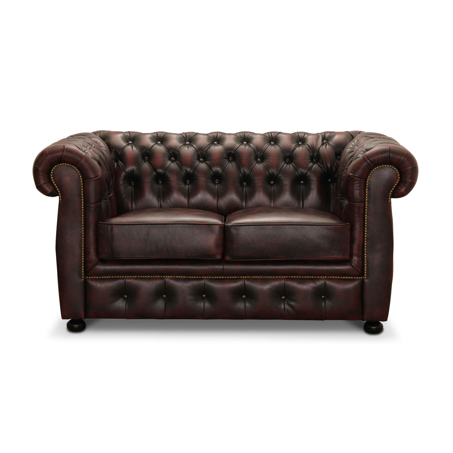 Haga Liverpool    Pers  Chesterfield Sofa Oxblood Læder   Træ