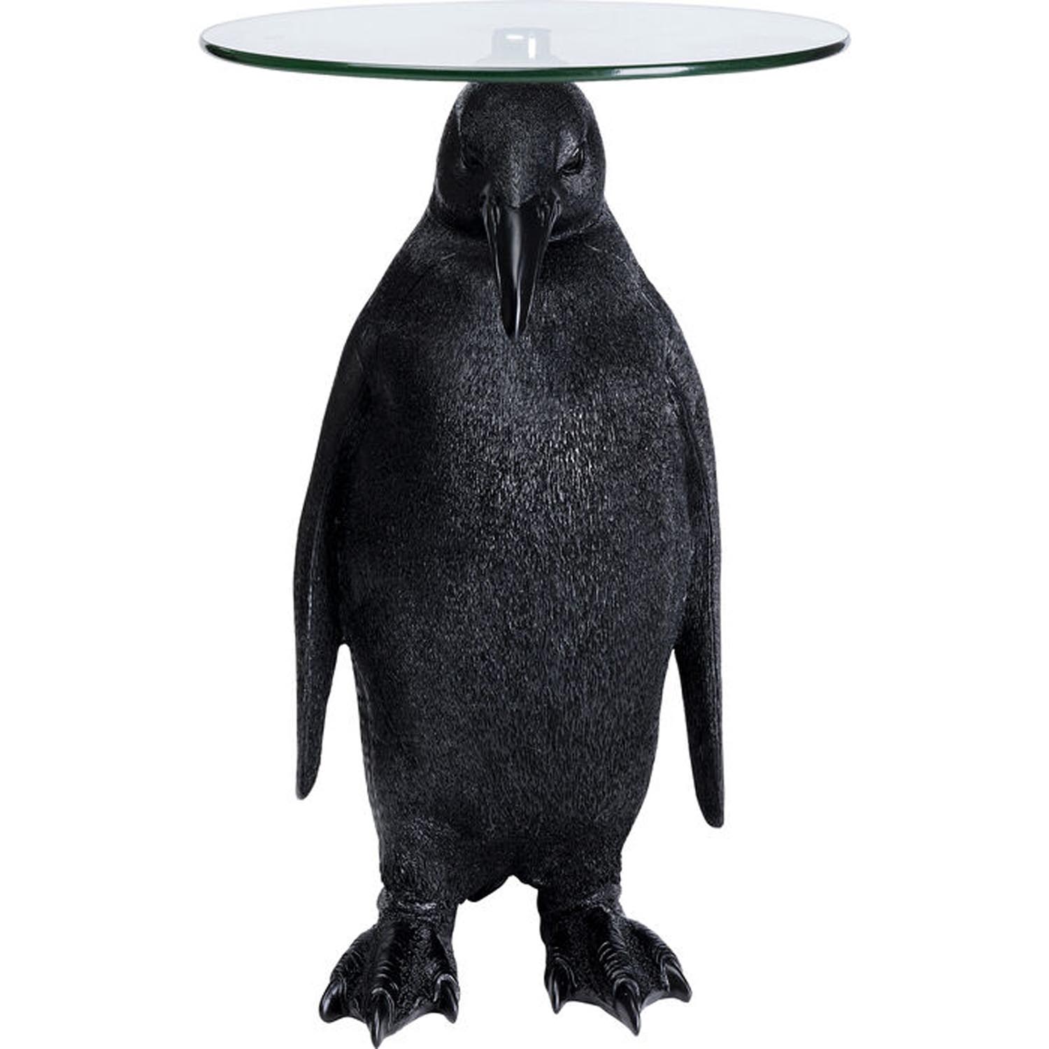 Kare Design Animal   Penguin Sidebord  Rund Klar Glas   Polyresin  ø32