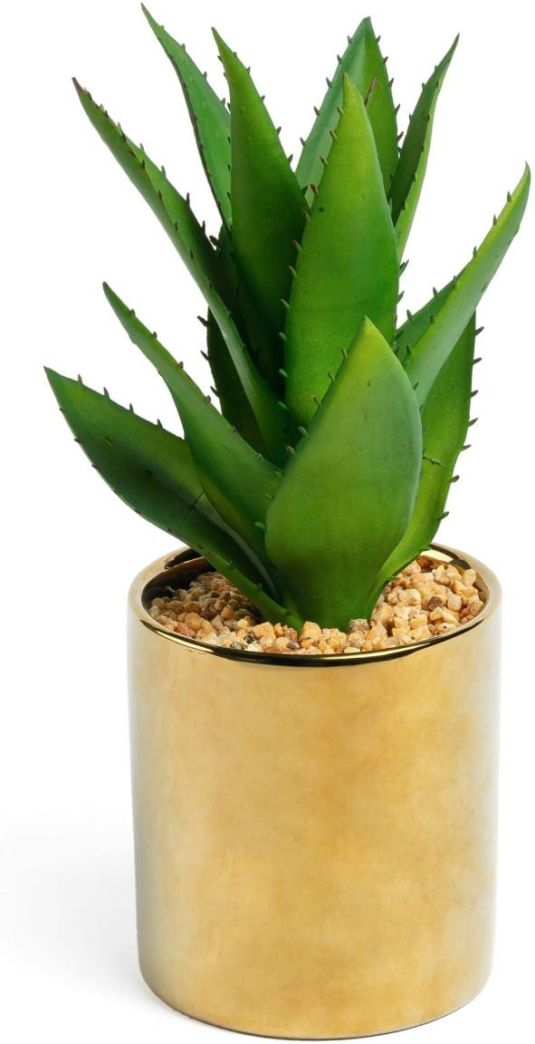 Kunstig Agave Plante i Guld Grøn - Elegant Indretning