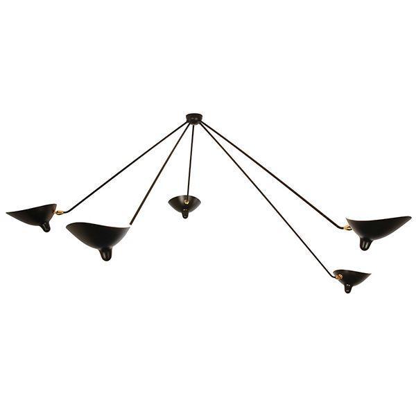 Serge Mouille Araigne Loftlampe i Sort og Messing