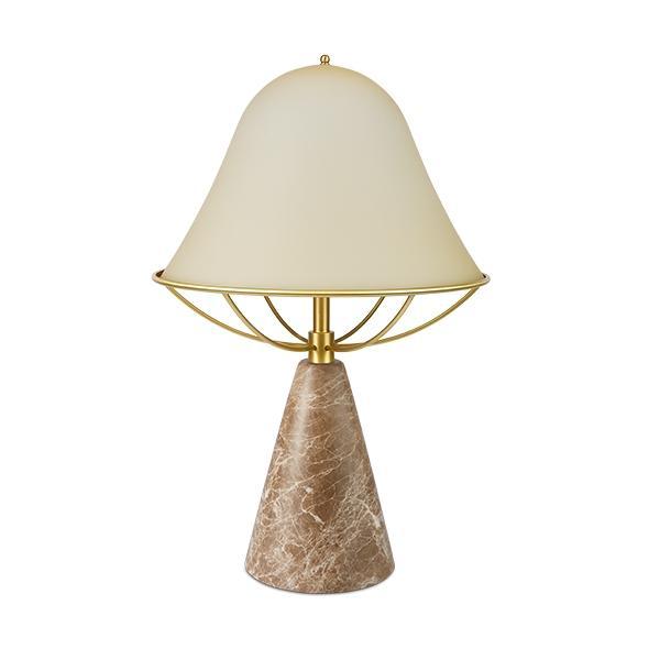 Tato Anita Bordlampe Lysegul Messing   Brun Marmor