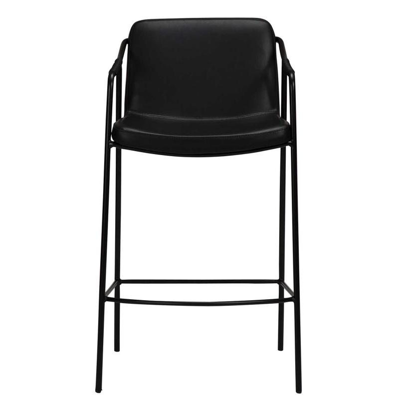 Dan-form Boto Barstol - Vintage Sort Kunstlæder & Stål
