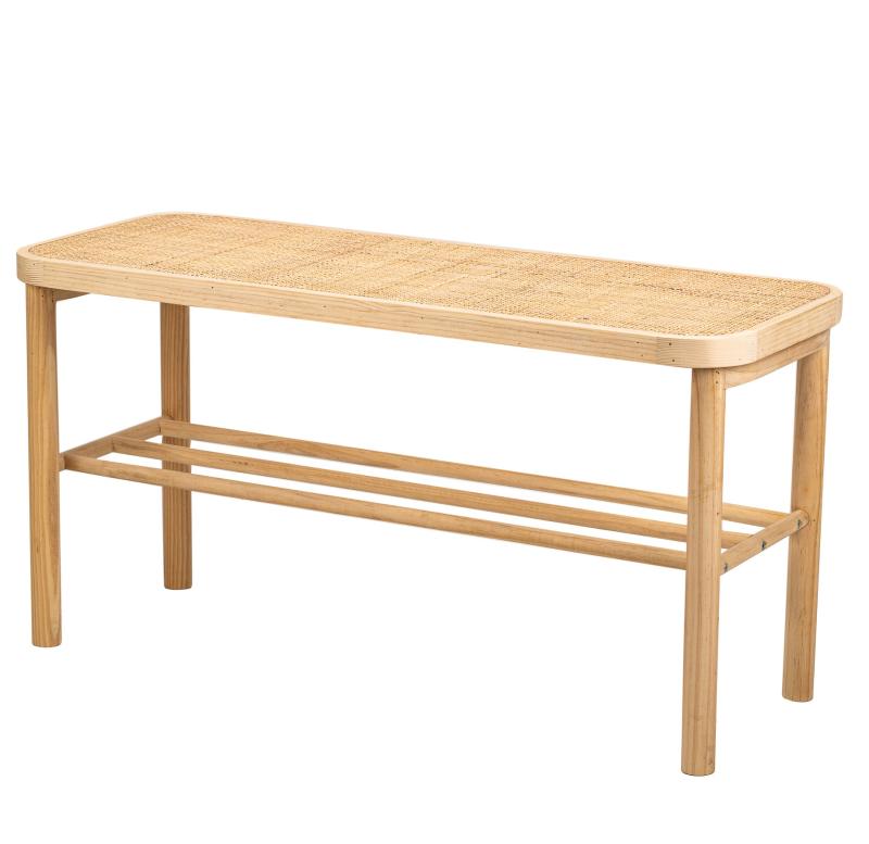 Nordlys Asugi Bænk     Hylde Natur Rattan   Træ  90x35
