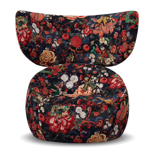 Moooi Hana Wingback Swivel   Lænestol Tokyo Blue Blå Fløjl