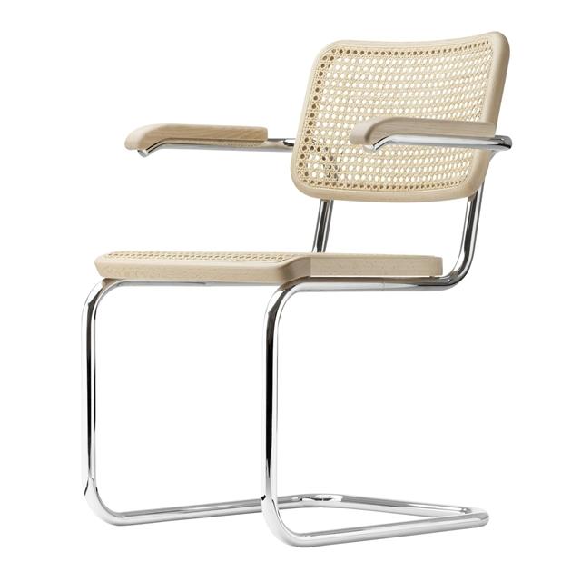 Thonet S 64 Cantilever Spisebordsstol med Armlæn i Krom