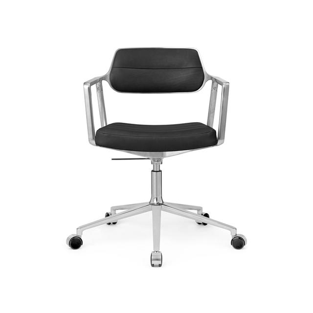 Vipp 453 Swivel  Drejestol Med Hjul Aluminium Sort Læder