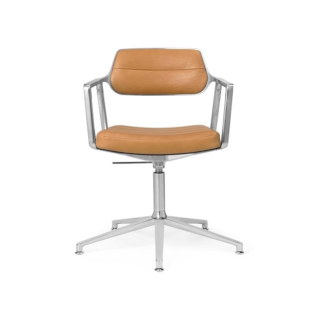 Vipp 453 Swivel  Drejestol Med Gulvglidere Aluminium Kamel Læder