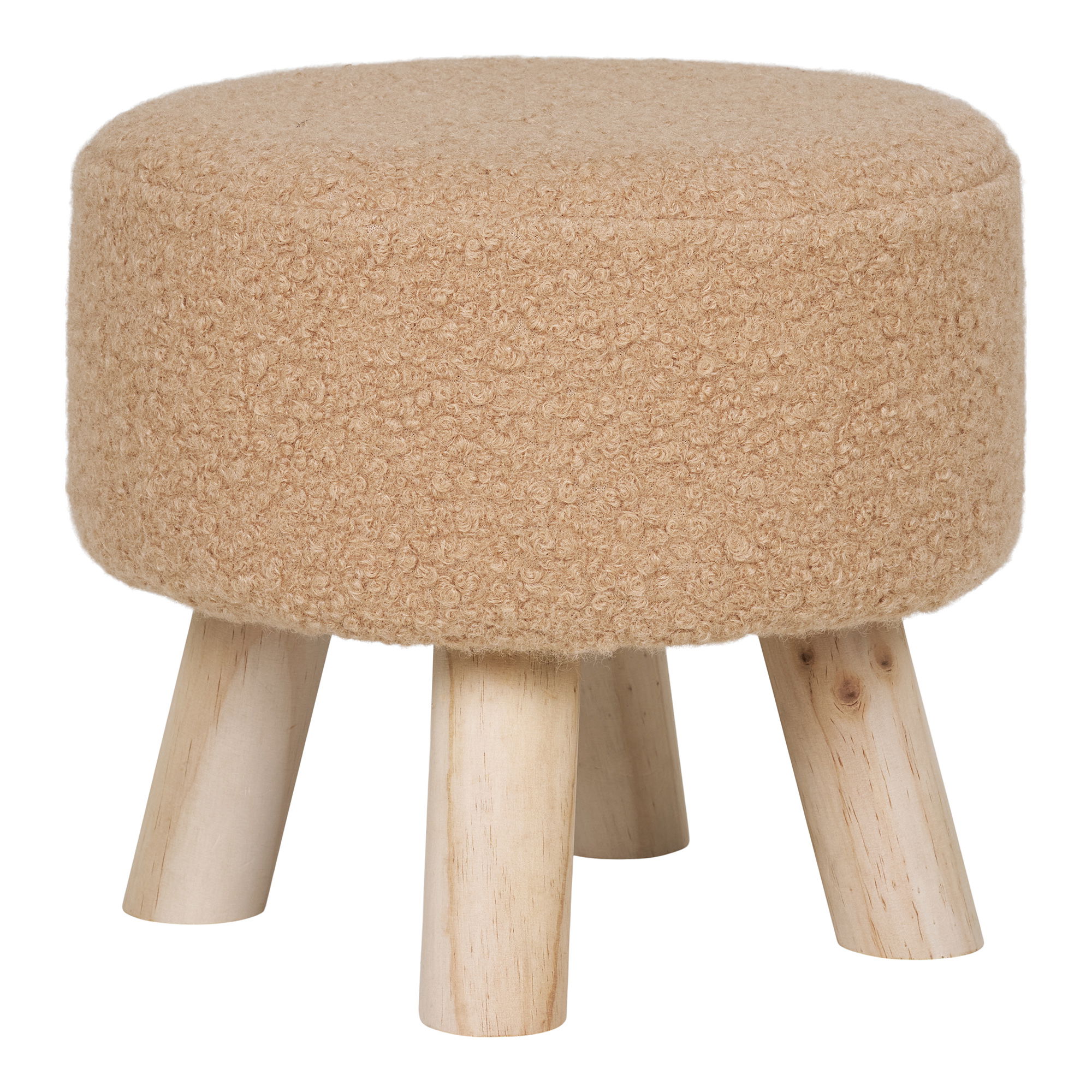 House Nordic Aberdeen Taburet  Rund Sand Polyester   Natur Træ  ø31