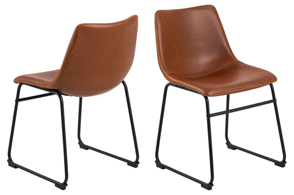 Act Nordic   Oregon Spisebordsstol     Creme Syninger Cognac Vintage     Sort Stål