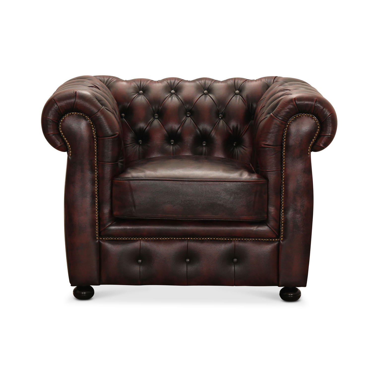 Haga Liverpool Chesterfield Lænestol Oxblood Læder   Træ