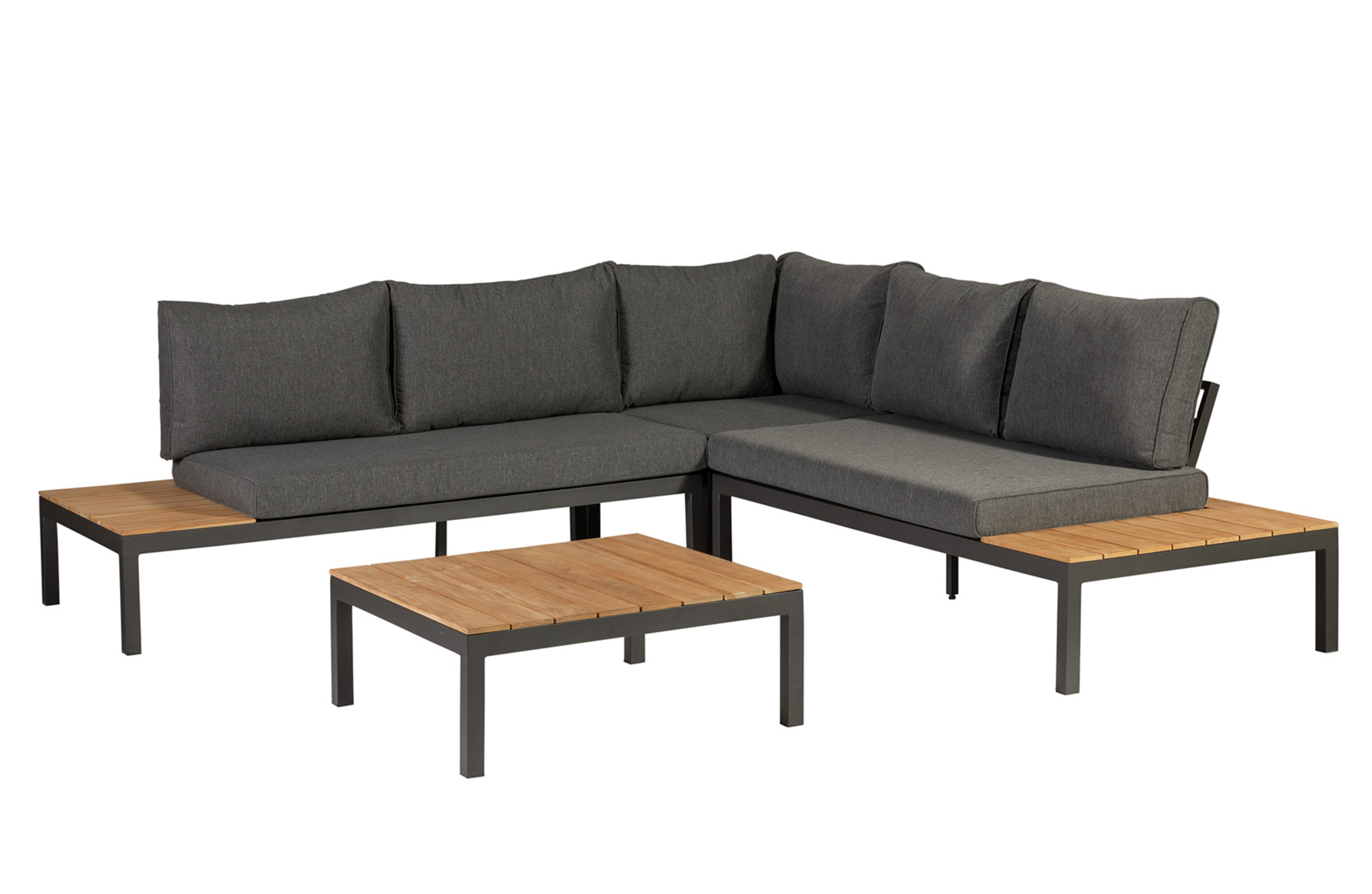 Exotan   Vida Loungesæt  Inkl  Hynder Antracitgrå Stof  Teak   Antracitgrå Aluminium