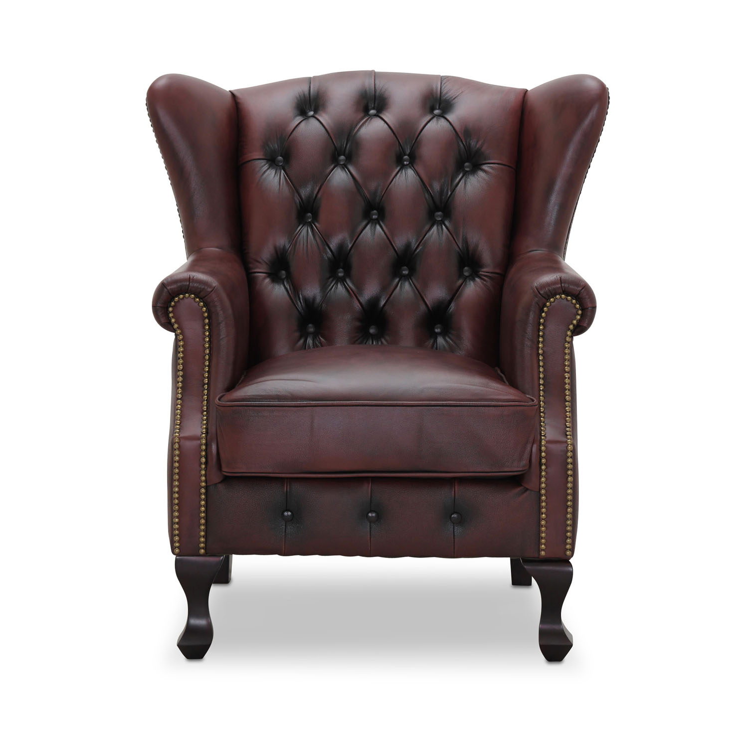 Haga Aberdeen Chesterfield Lænestol Oxblood Læder   Træ