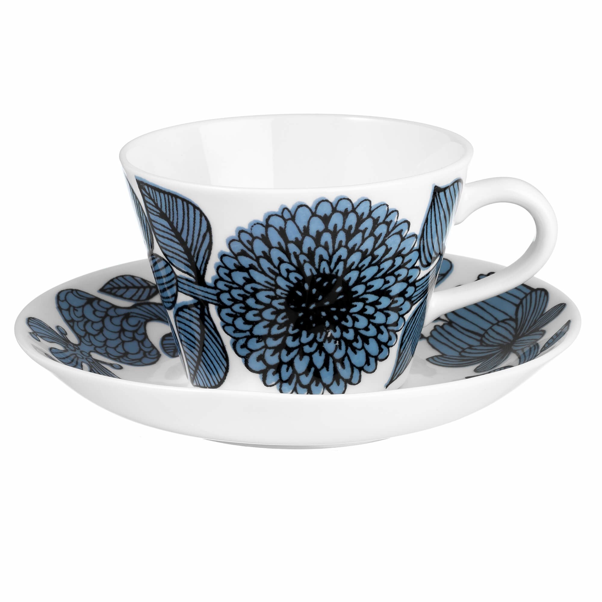 Blå Aster Kaffekop Med Underkop  15