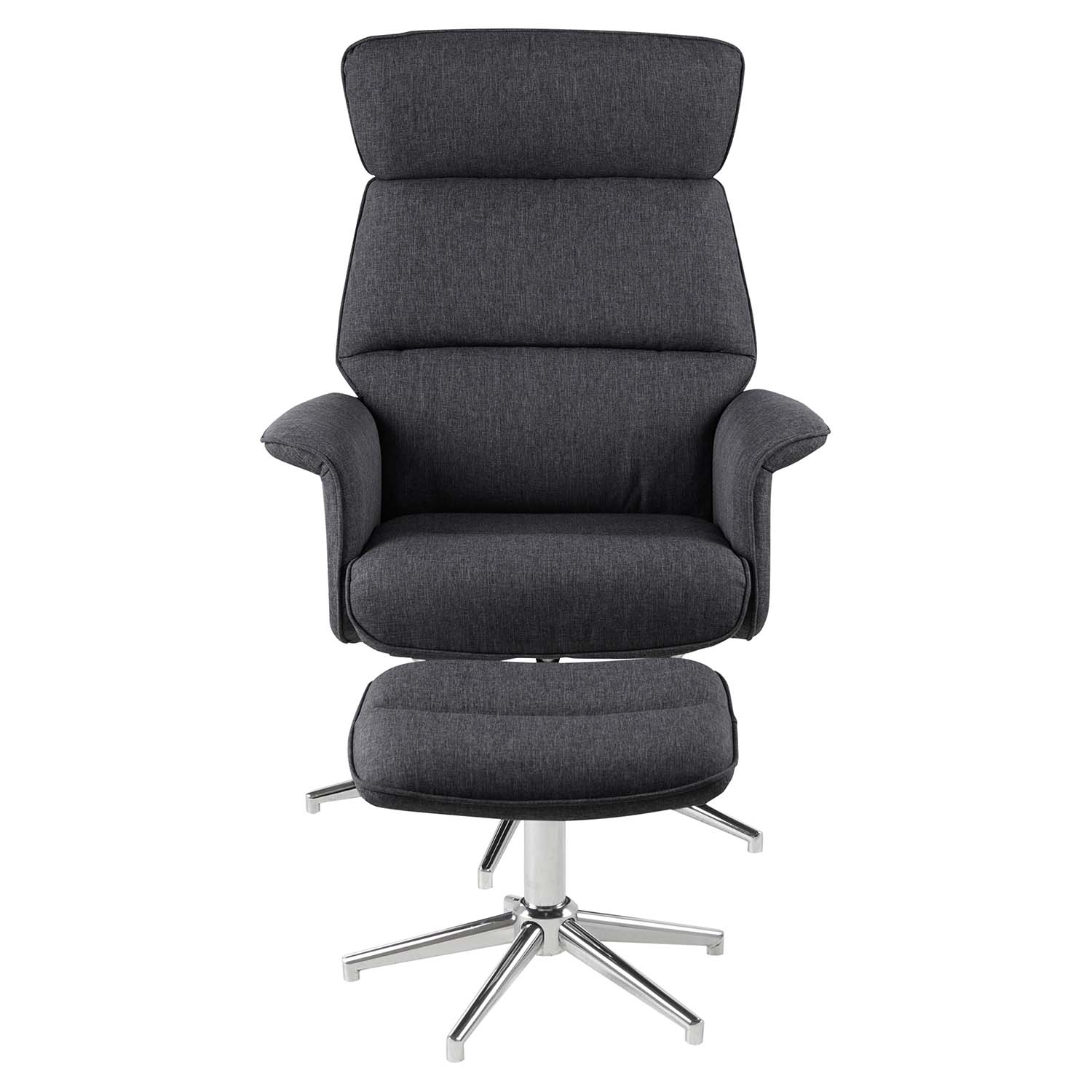 Act Nordic Alura Recliner Lænestol   Fodskammel Mørkegrå Polyester   Krom Stål