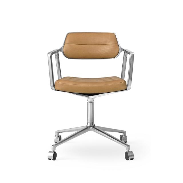 Vipp 453 Swivel Drejestol Med Hjul Aluminium Sand Læder