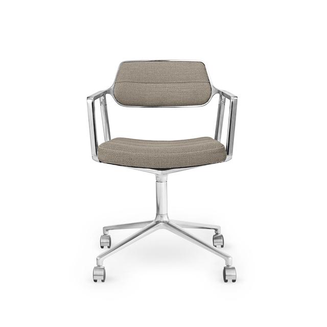 Vipp 453 Swivel Drejestol Med Hjul Aluminium Mørk Sand Tekstil