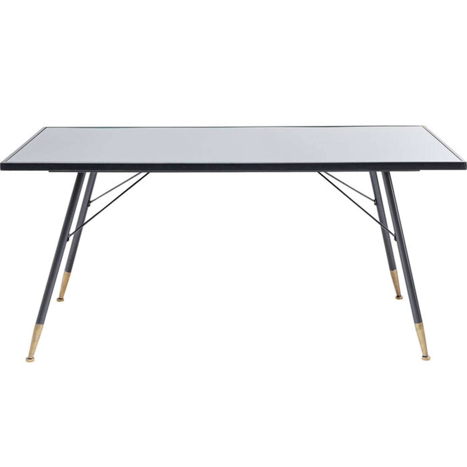 Kare Design   Gomera Spisebord Klar Glas Sort Mdf   Antracitgrå Messing Stål  160x80