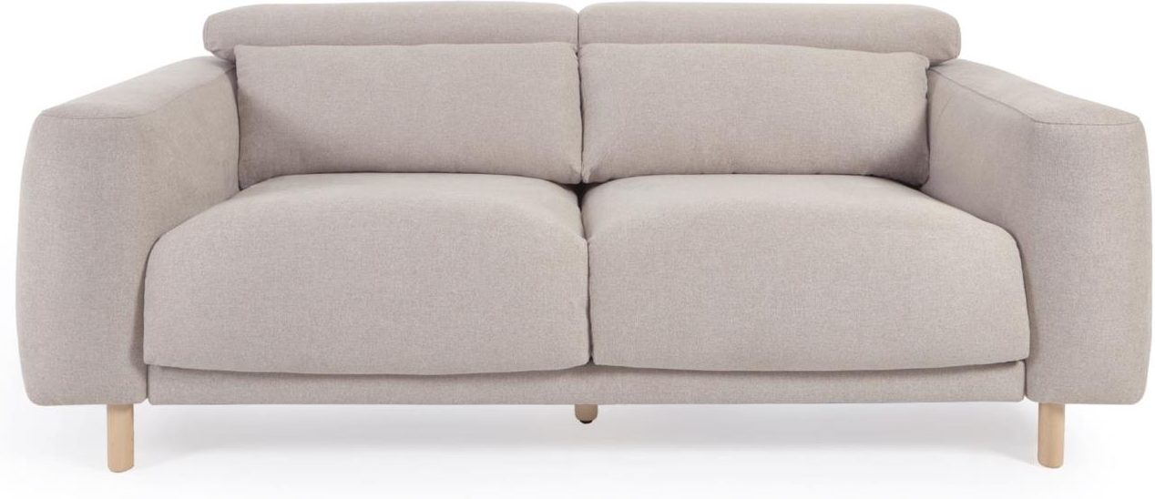 -personers Sofa Kave Home Singa Beige Nordisk Moderne Design Polstret Stof Aftagelige Puder Justerbare Nakkestøtter