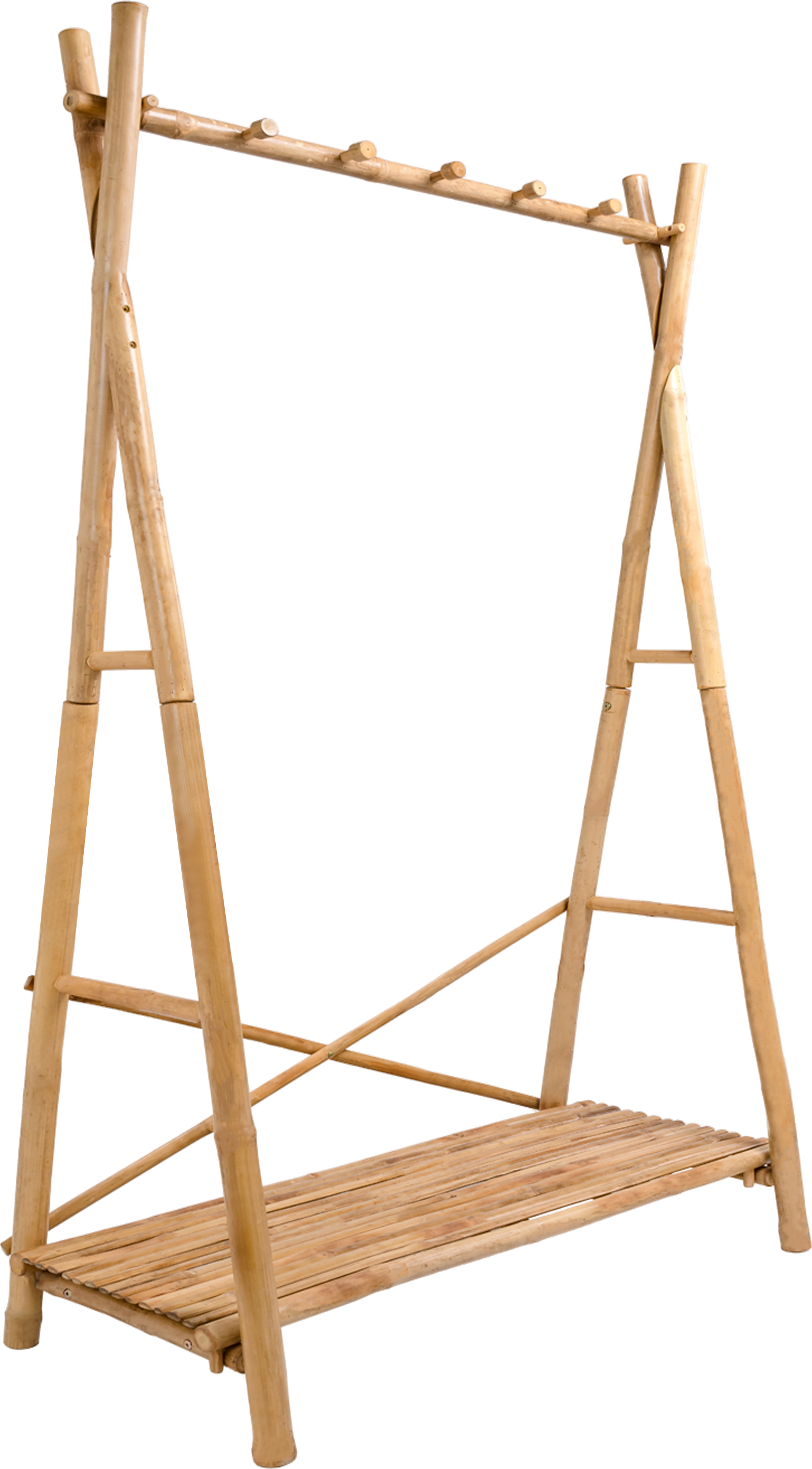 Tøj-   Garderobestativ Nordlys Furniture Kuantan   Massivt Bambustræ H189 5xb102xd50   Natur  Nordisk  -design Med Hylde Til Sko