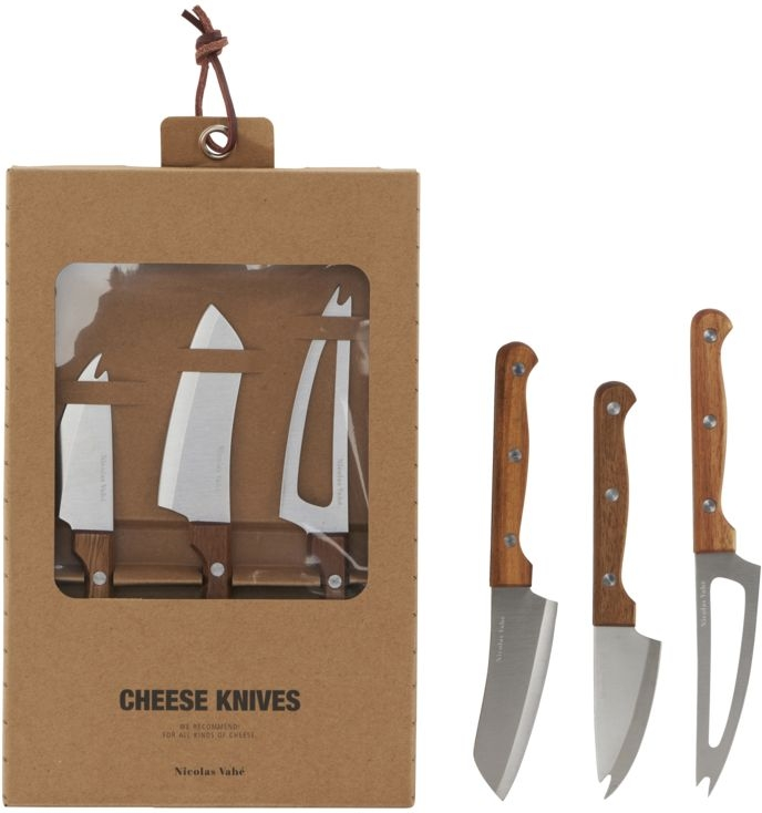 Osteknivesæt Nicolas Vahé Cheese Knives Natur 3x18   Akacietræ Rustfrit Stål Brun Sølv