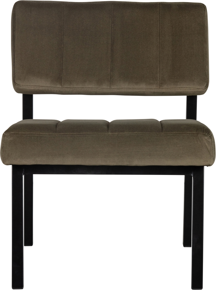 Loungestol Lænestol Woood Exclusive Kaja   Army Grøn Fløjl  Sort Lakeret Birketræ  H72xb55xl74