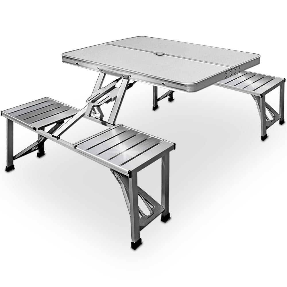 Alu Campingbord      Stole  Foldbart  Parasolholder