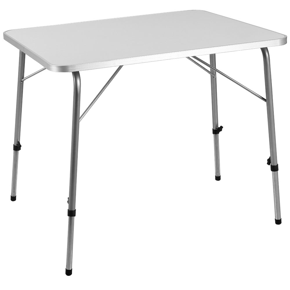 Alu Campingbord Sammenklappelig Højdejusterbar 80x60    Hvid