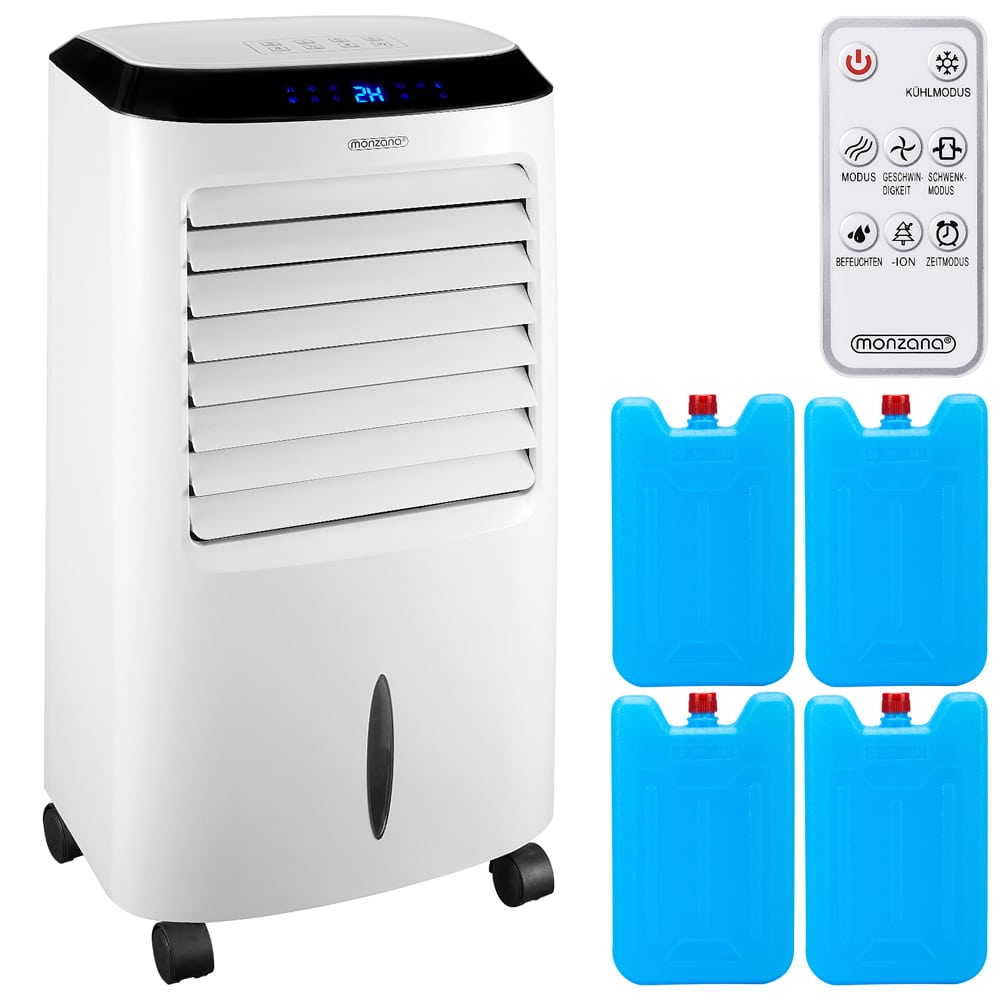 Air Cooler Mobile 4in1  Fjernbetjening  10l Med Timer  Luftfugter