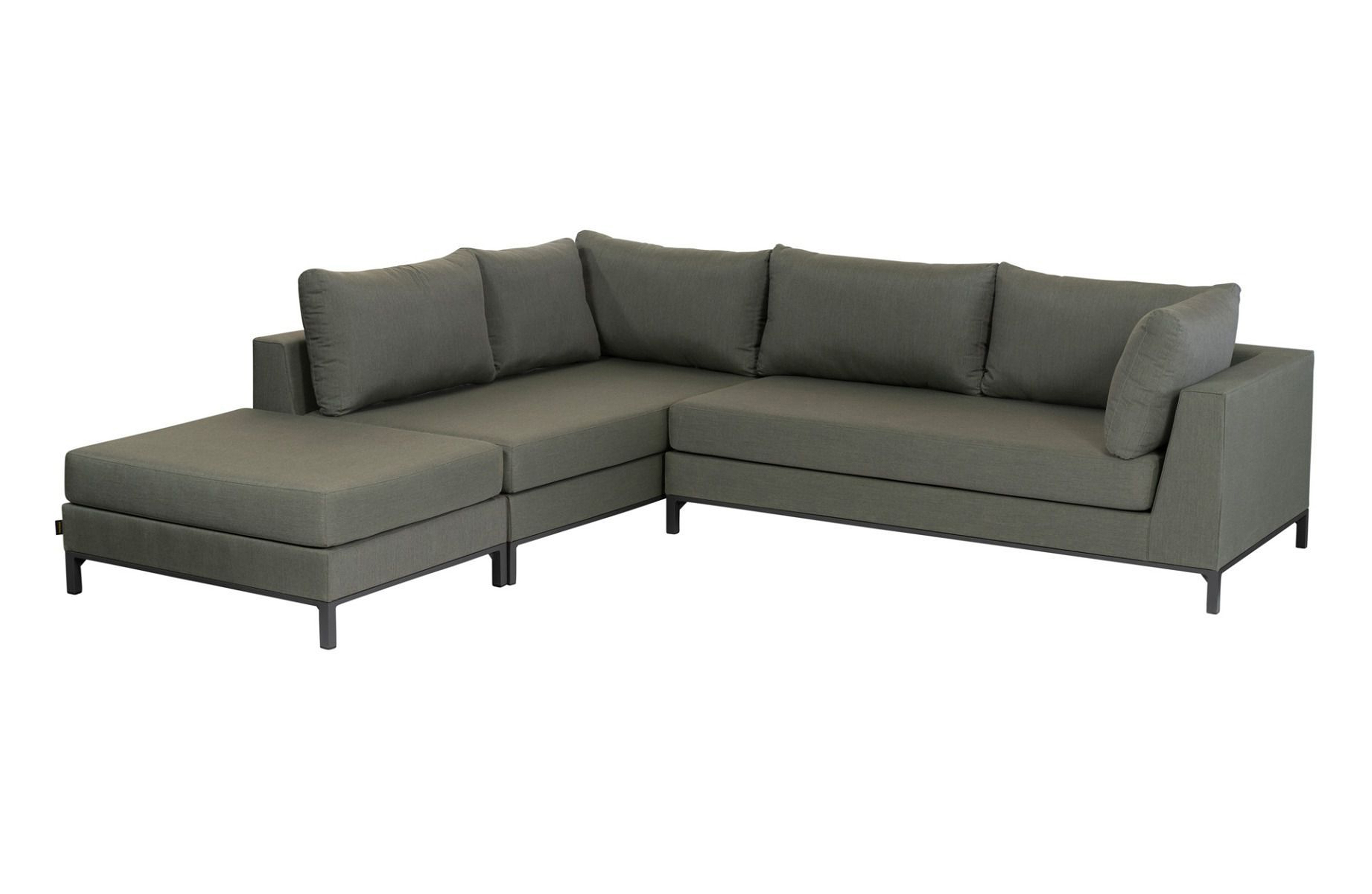Exotan Capri Loungehjørnesofa  Venstre Grøn Stof   Aluminium