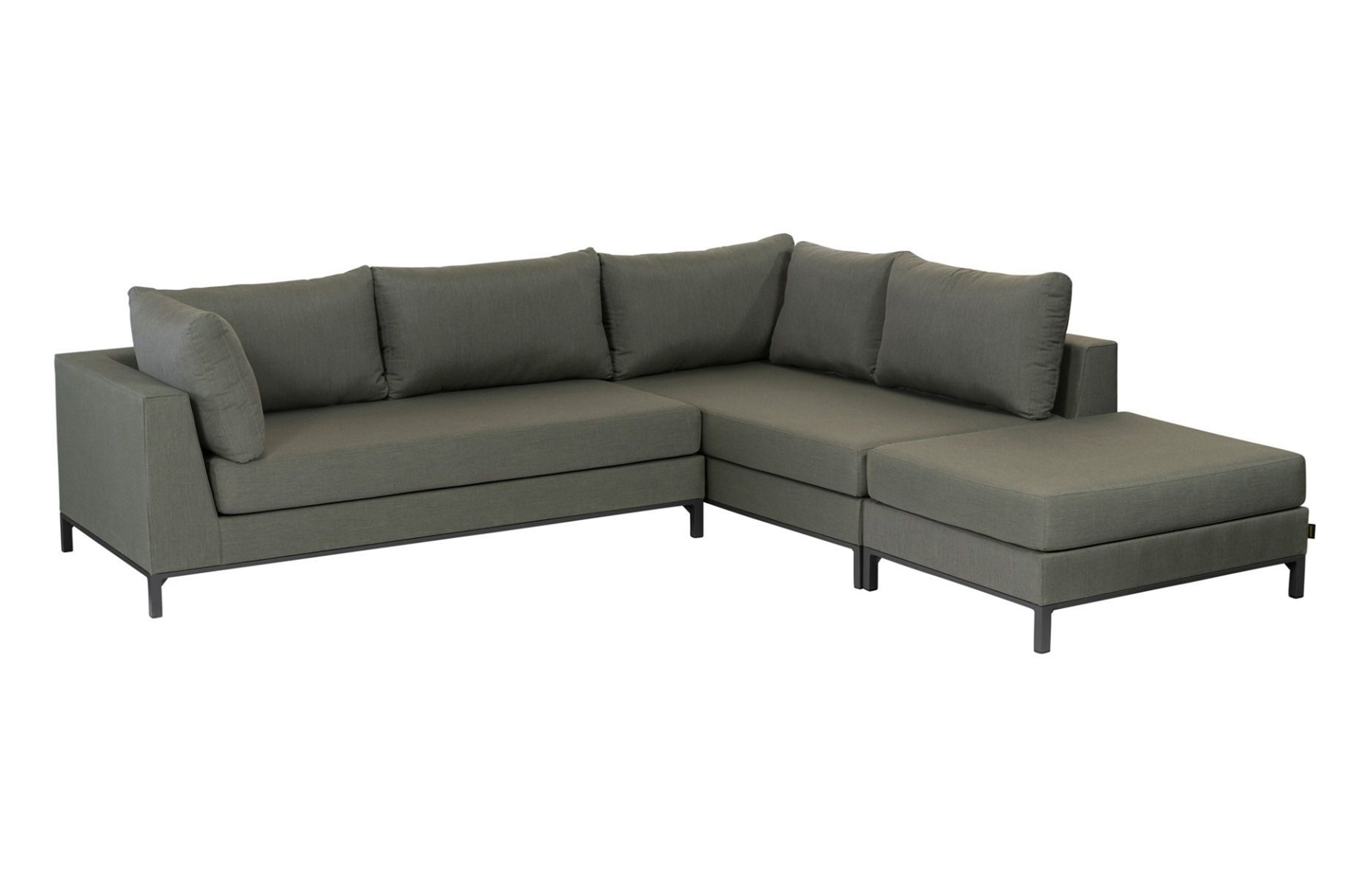 Exotan Capri Loungehjørnesofa  Højre Grøn Stof   Aluminium